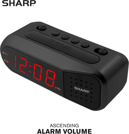 Sharp Digital Alarm Clock - Red LED Display