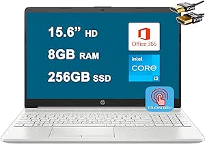 HP Laptop 15 i3 Touchscreen Business Laptop + HDMI Cable