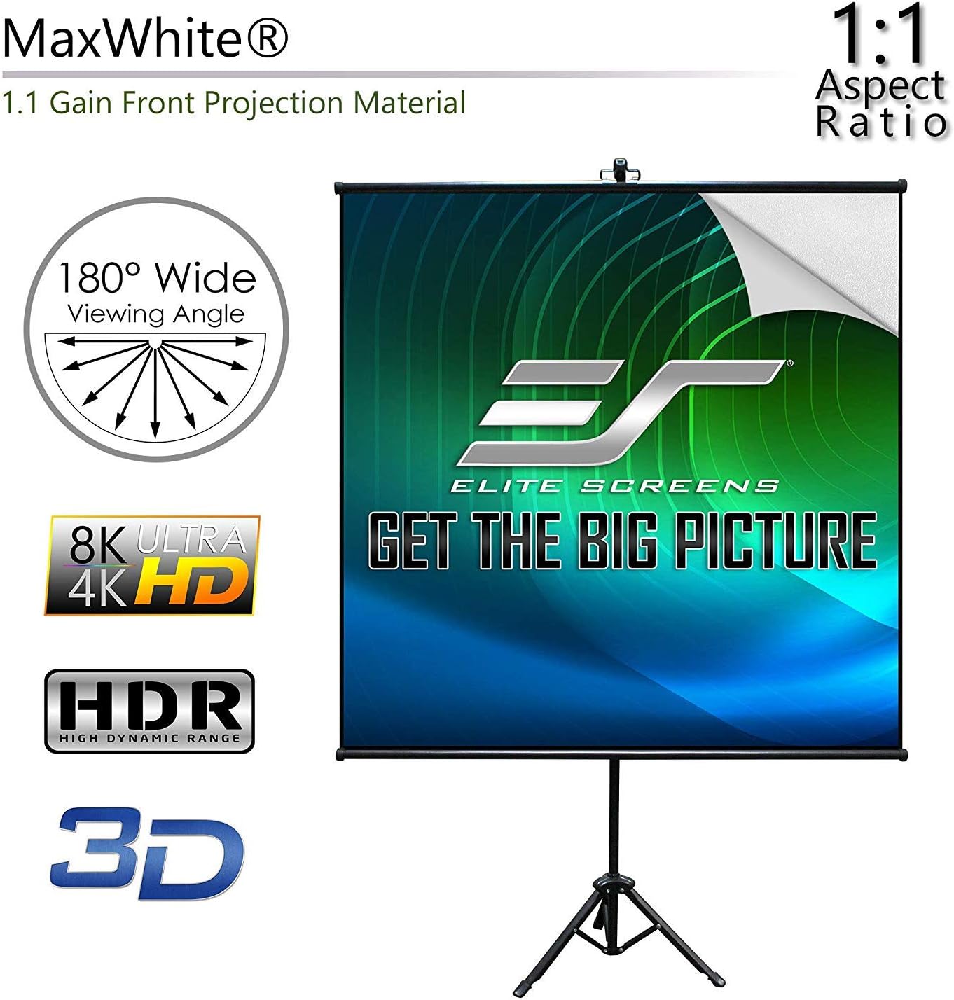 Elite Screens T50SW 50" Tripod Projector Screen - Portable 2-in-1