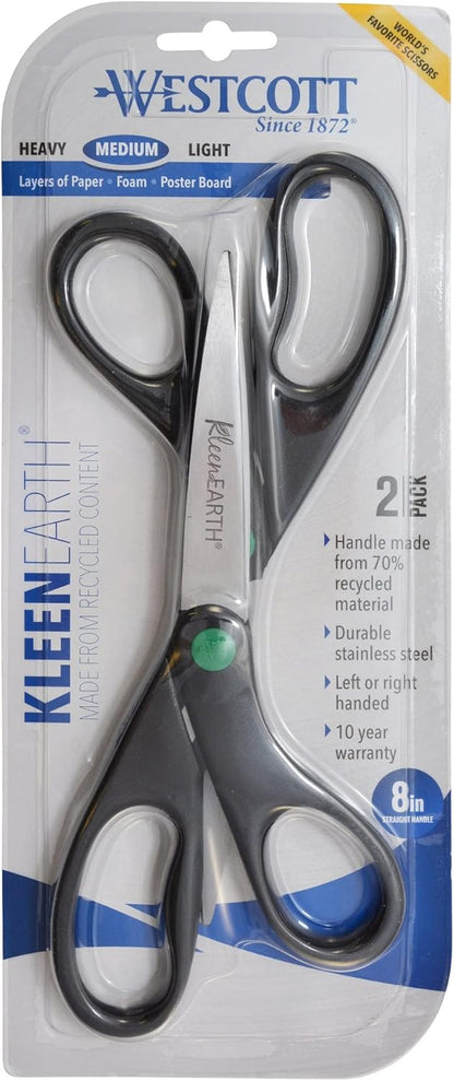 Westcott 15179 KleenEarth 8-Inch Recycled Scissors 2-Pack
