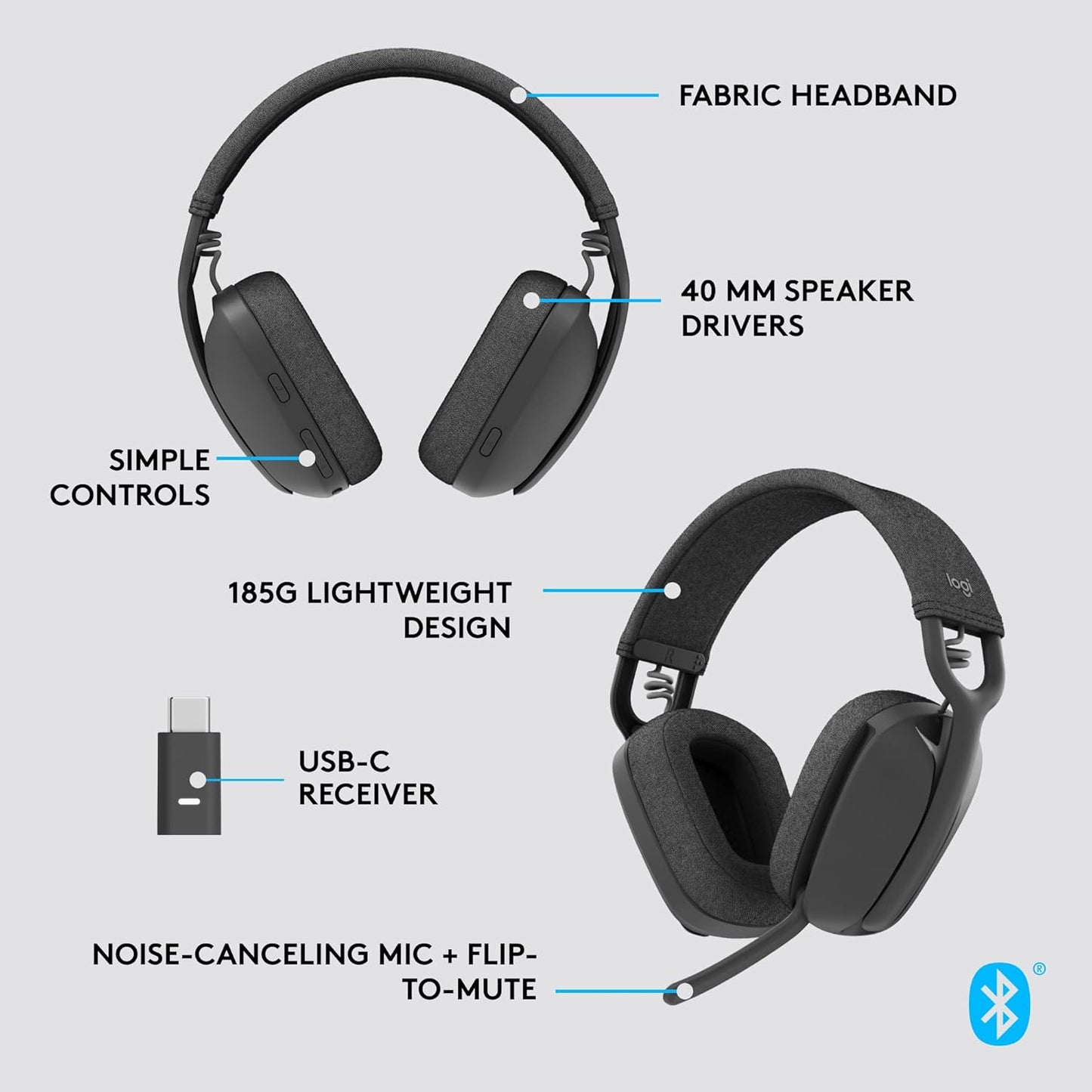 Logitech 981-001198 Zone Vibe Wireless Noise-Canceling Headphones