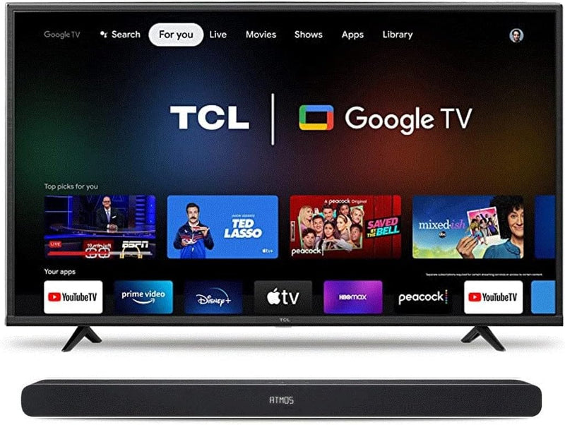 TCL 4 Series 43S446 43-Inch 4K Google TV with Dolby Atmos Soundbar — main product image