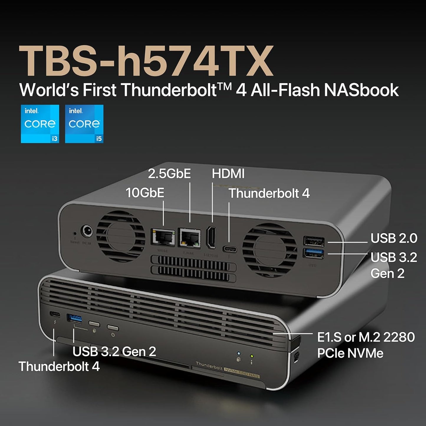 QNAP TBS-h574TX-i3 Thunderbolt 4 All-Flash NASbook