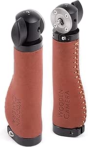 Wooden Camera Rosette Handle Pair Brown Leather