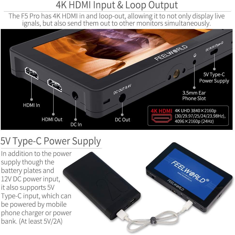 FEELWORLD F5-US 6 Inch 4K HDMI Touch Screen Monitor