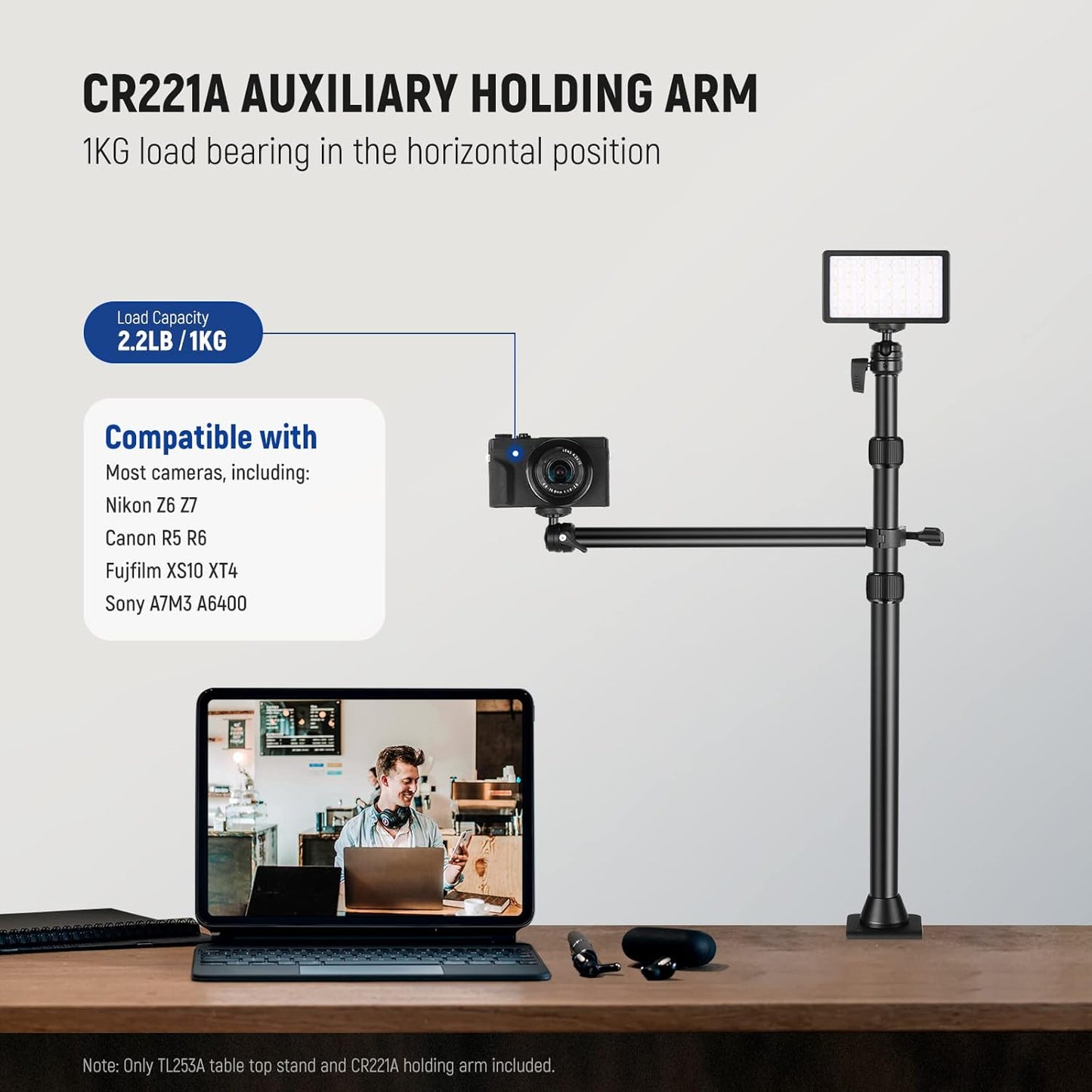NEEWER TL253A+CR221A Camera Desk Mount Overhead Arm