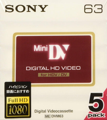 Sony 5DVM63HD DVC Mini Tape: 63 Min, 5-Pack