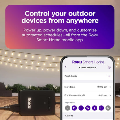 Roku PW1000R Outdoor Smart Plug - WiFi, Alexa, Google Assistant