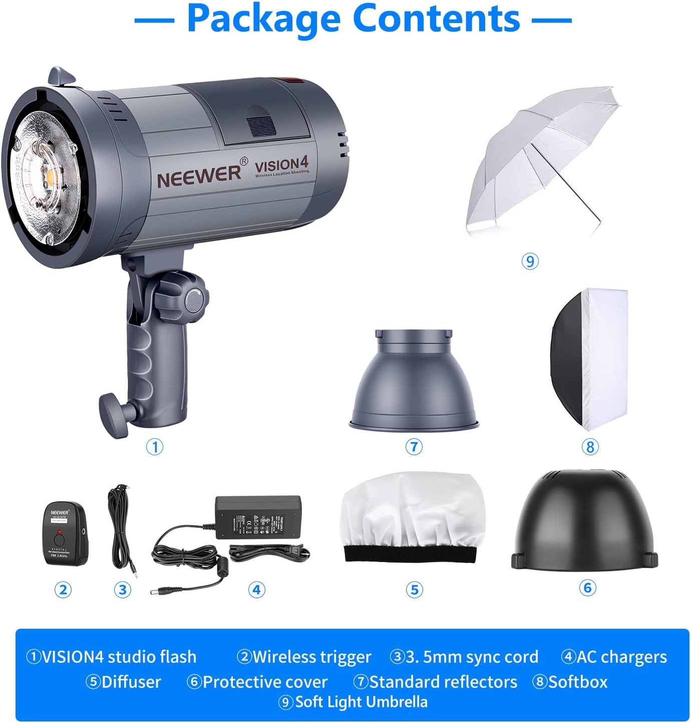 Neewer 90091770 600W Battery Powered Studio Flash Kit
