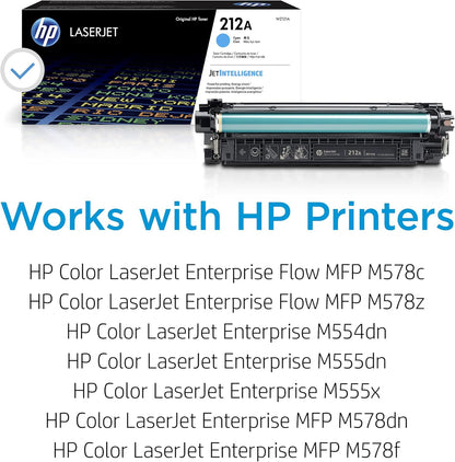 HP 212A Cyan Toner: LaserJet Enterprise M554/M578 Series, W2121A