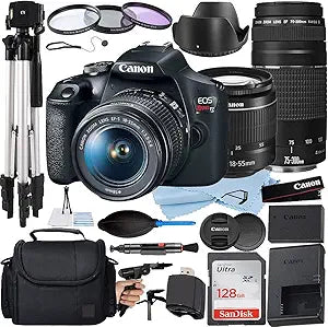 Canon EOS Rebel T7 - DSLR Camera with 18-55mm & 75-300mm Lens Bundle
