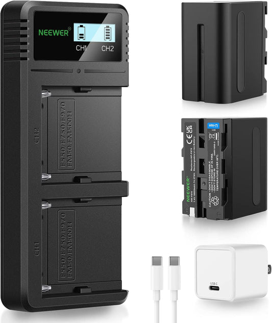 Neewer NW-F970 Battery 2-Pack Charger Set