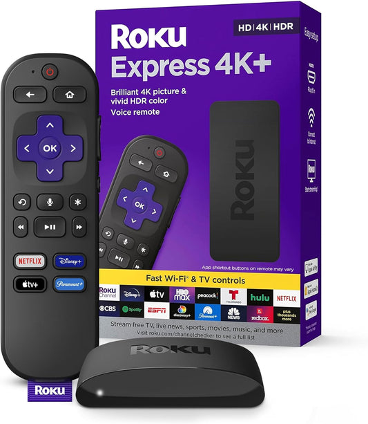 Roku 3941R2 Express 4K+ Streaming Device with Voice Remote