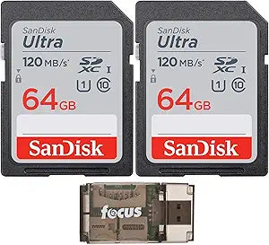 SanDisk 64GB Ultra SDXC Card 2-Pack Reader Bundle
