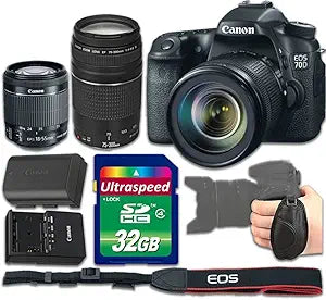 Canon CT-CAN70DKIT18-55-75-300-092616 EOS 70D DSLR Lens Bundle