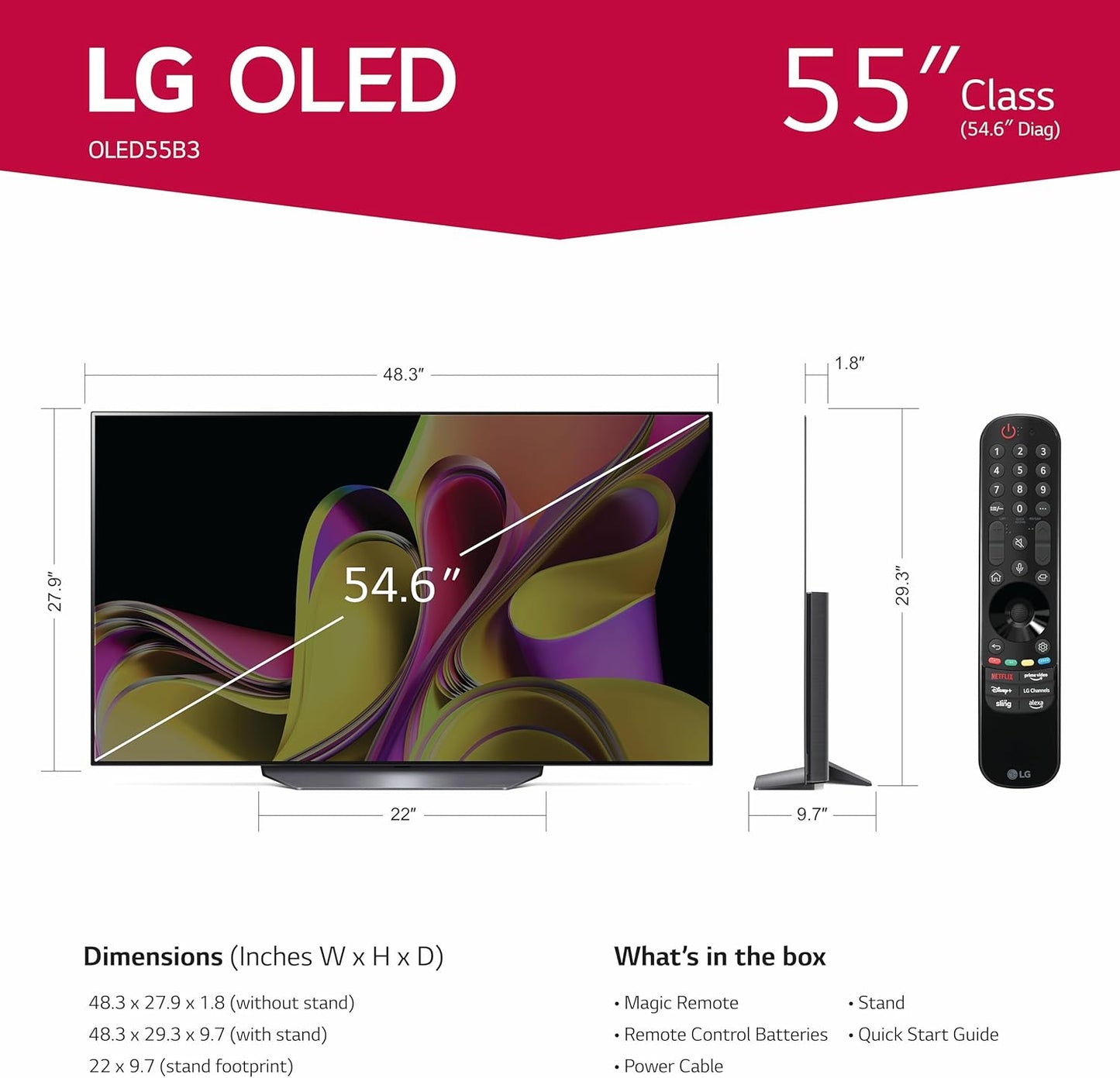 LG OLED55B3PUA 55-Inch B3 Series OLED 4K Smart TV