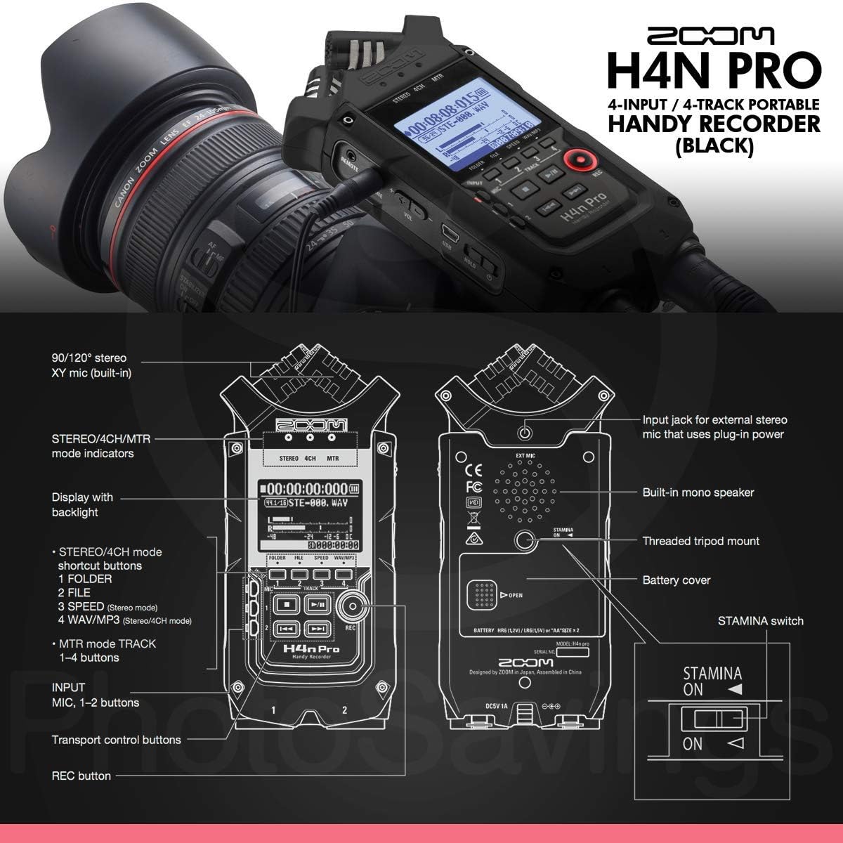 Zoom H4n Pro Portable Audio Recorder - Musician's Bundle