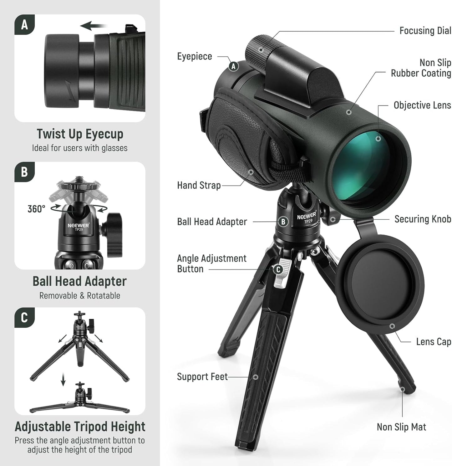 Neewer 10102559 12x50 ED Monocular Telescope