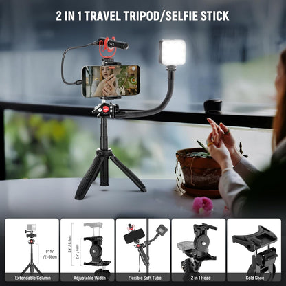 Neewer 10105101 Phone Vlogging Kit with LED Light and Microphone