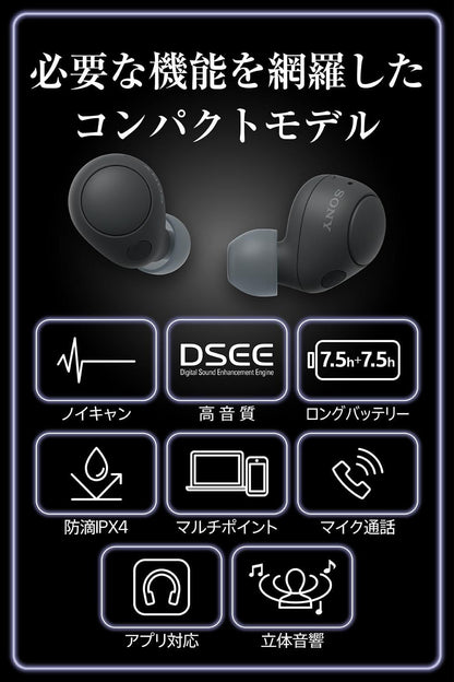 Sony WF-C700N BZ Wireless Noise-Canceling Black Earbuds
