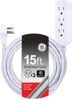GE 40530 3-Outlet 15 Ft Braided Power Strip