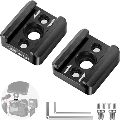 Neewer ST26 Cold Shoe Mount Adapter 2-Pack 1/4" Thread