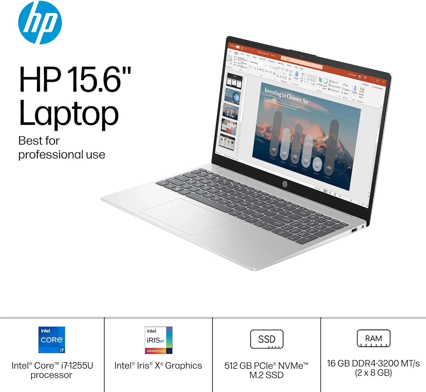HP Business Laptop i7-1255U 15.6" FHD Touchscreen, Office 2024