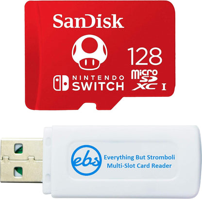 SanDisk SDSQXAO-128G-GNCZN 128GB Nintendo Switch Micro SD Card Bundle