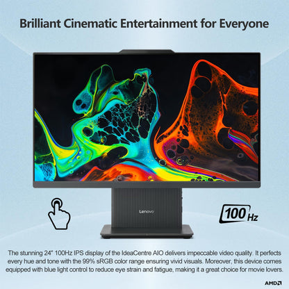 Lenovo 24ARR9 IdeaCentre AIO Desktop, 23.8" Touchscreen, Ryzen 3, 16GB RAM, 1TB SSD