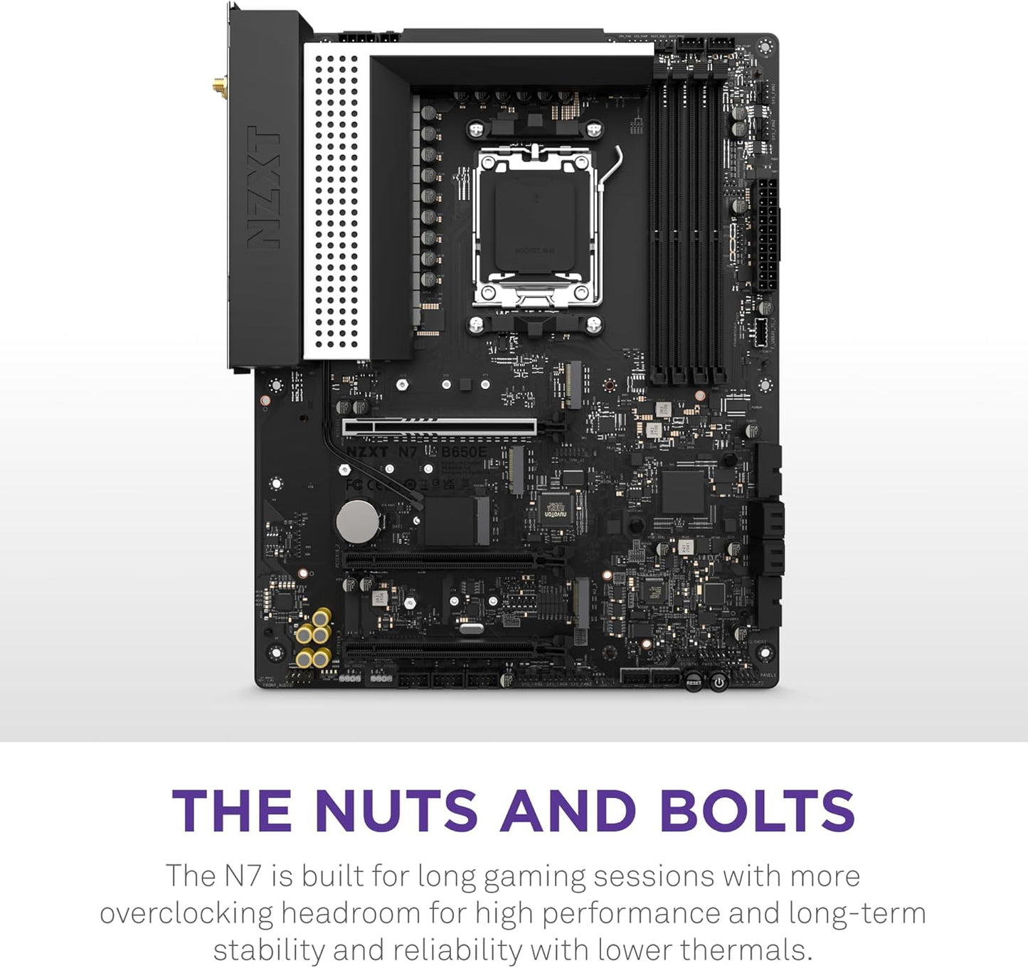 NZXT N7-B65XT-W1 White ATX Gaming Motherboard - AMD AM5