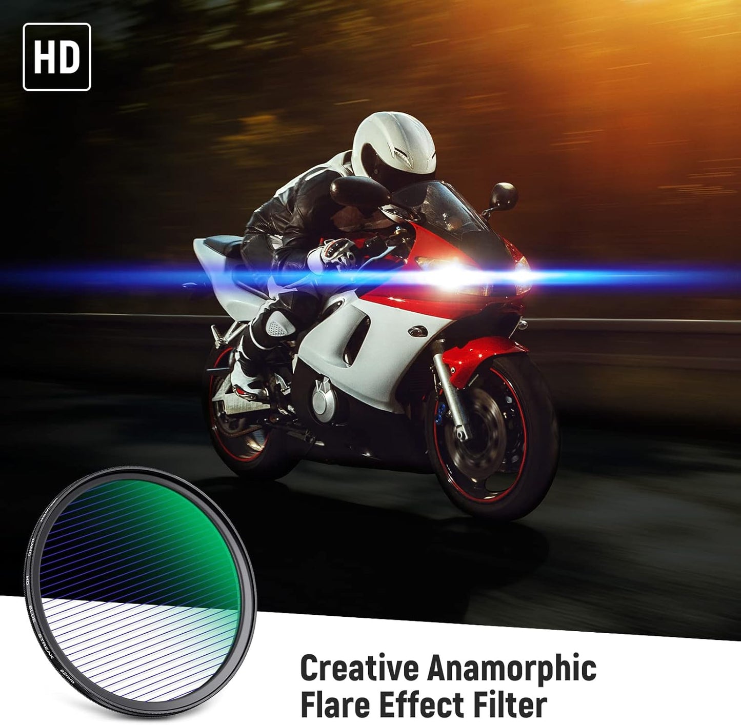 Neewer 82mm Blue Streak Filter Anamorphic Flare Effect
