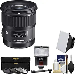 Sigma 24mm f/1.4 Art Lens Nikon DSLR Bundle