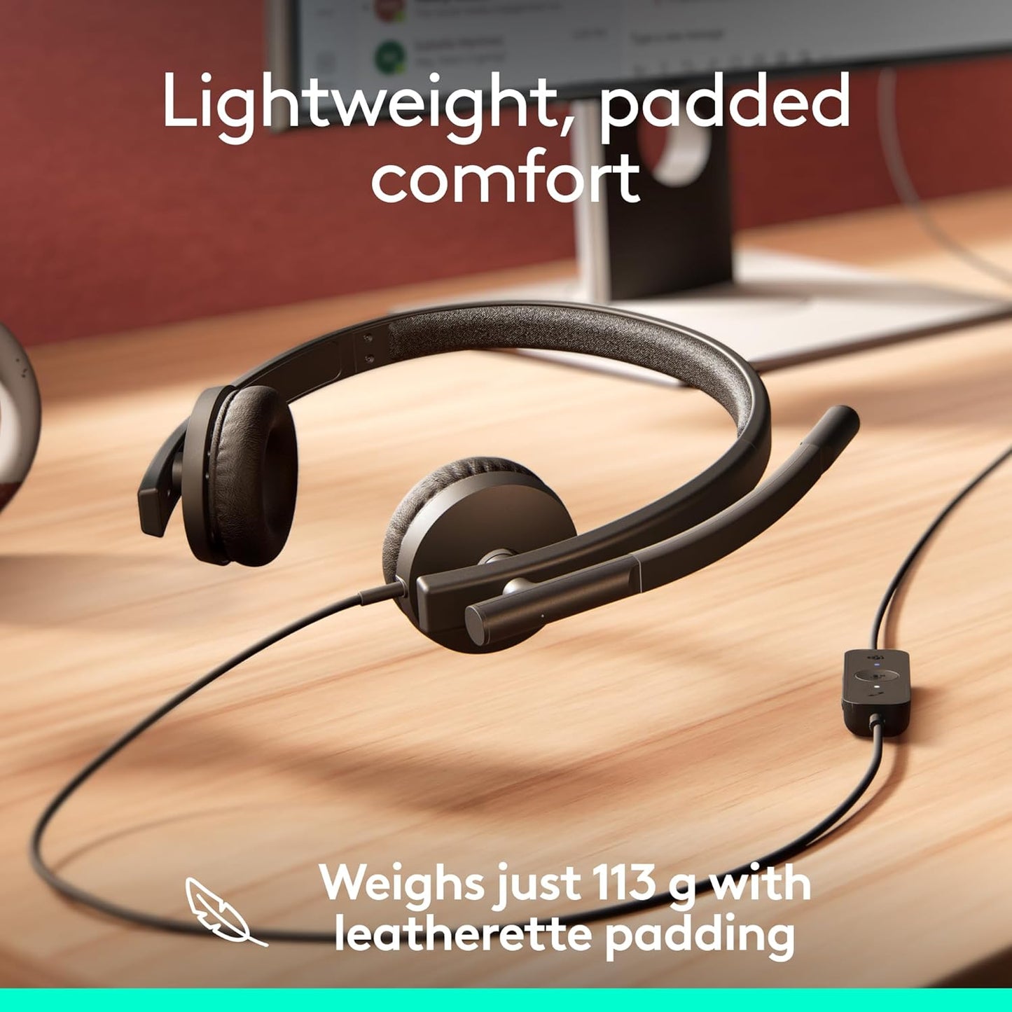 Logitech 981-001429 H570e USB-C Noise-Canceling Headset Teams Certified