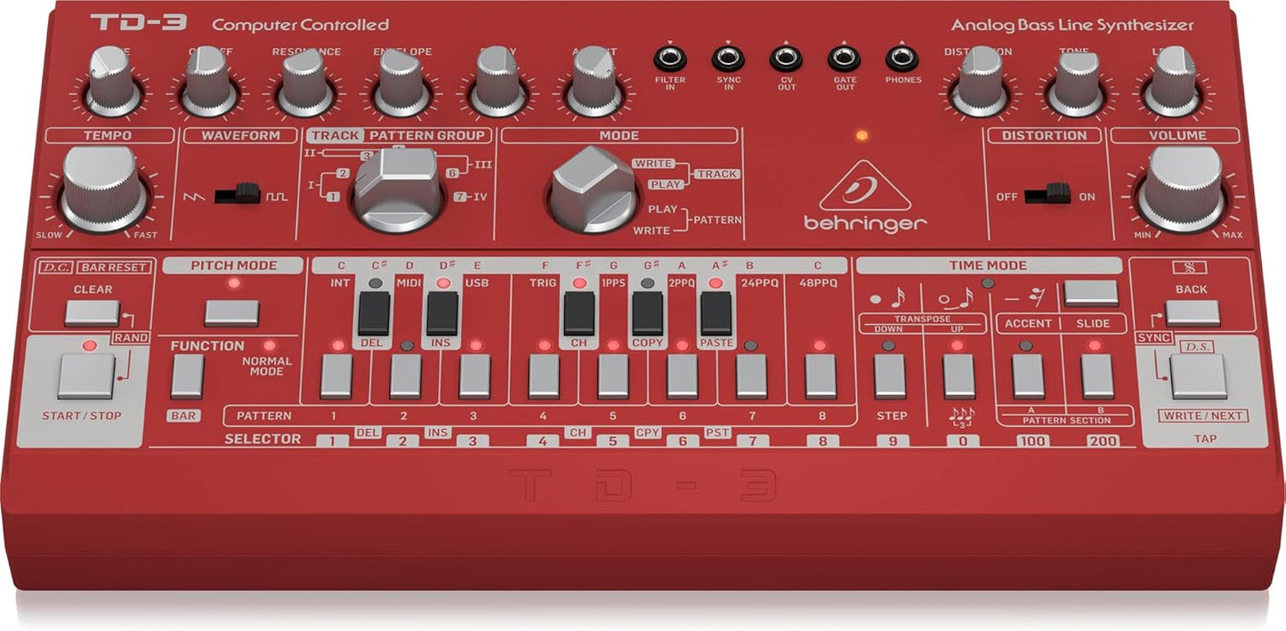 Behringer TD-3-RD Analog Bass Synthesizer - Red