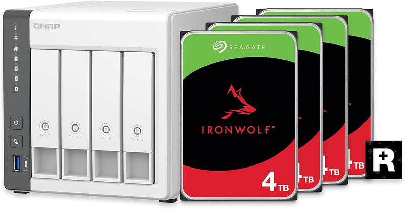 QNAP TS-433-4G-44ST-US 12TB NAS RAID 5 Bundle — main product image