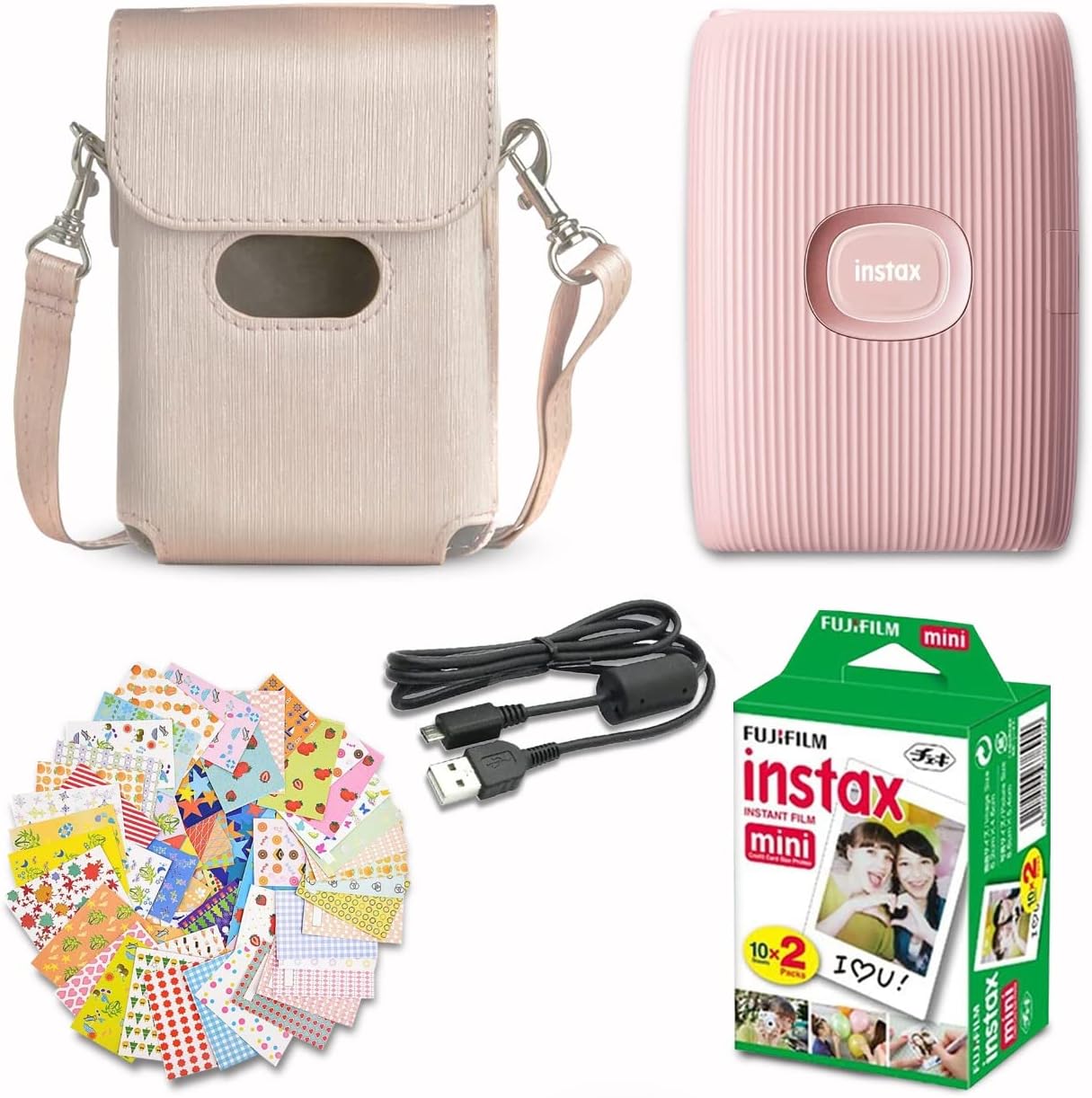 Fujifilm Mini Link 2 Soft Pink Smartphone Printer Bundle