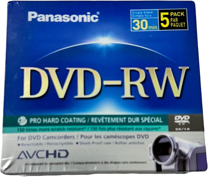 Panasonic LMRW30U5 DVD-RW Discs - 8cm 30-Min Camcorder, 5-Pack