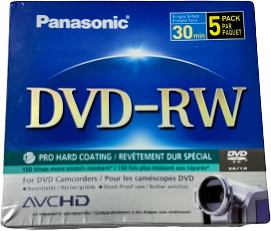 Panasonic LMRW30U5 DVD-RW Discs - 8cm 30-Min Camcorder, 5-Pack
