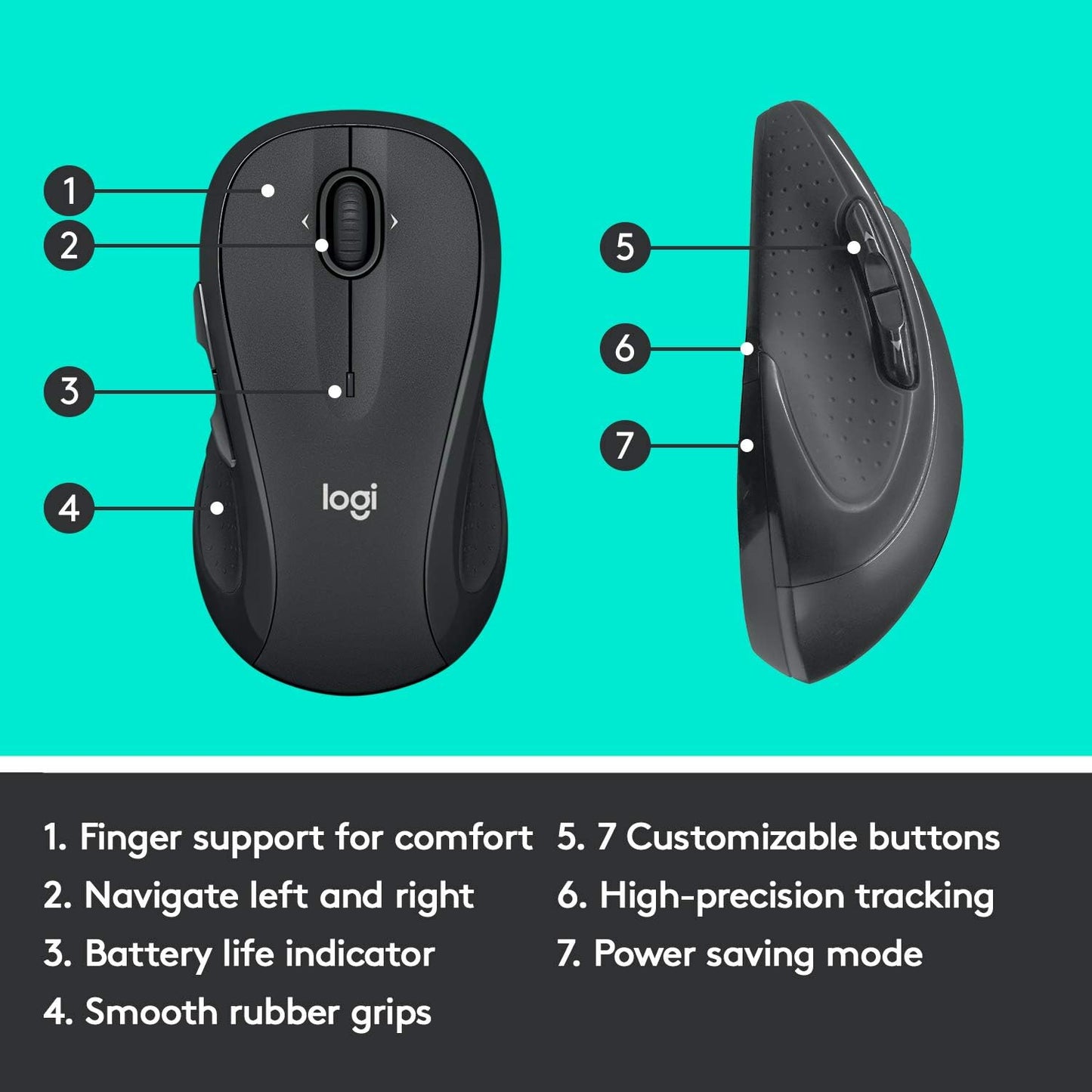 Logitech 910-006030 M510 Wireless Mouse - Graphite USB Receiver
