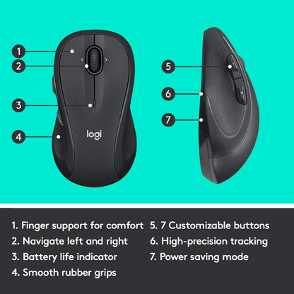Logitech 910-006030 M510 Wireless Mouse - Graphite USB Receiver