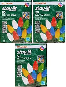 Sylvania Stay-Lit C-9 Multicolor LED Holiday Lights (3-Pack) — main product image