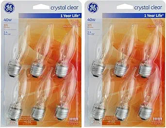 GE SG_B0788D7BH1_US Crystal Clear Bent Tip Light Bulbs - 12 Pack