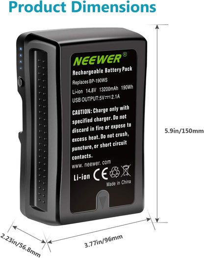 Neewer 10095777 V Mount 190Wh 14.8V Rechargeable Battery
