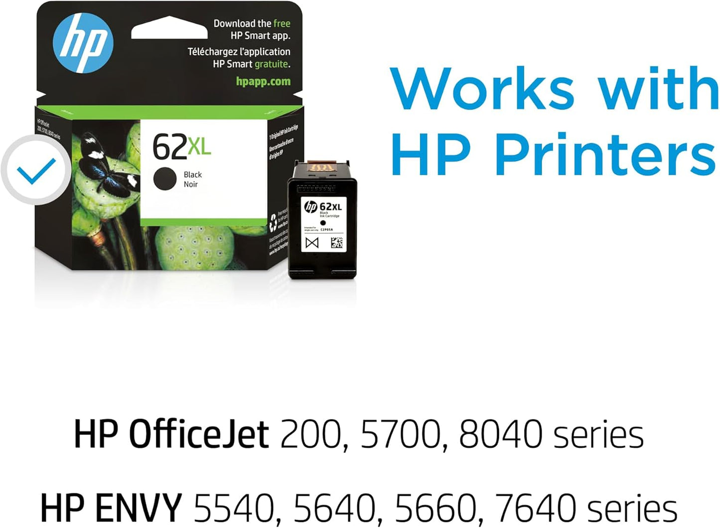 HP 62XL C2P05AN Black High-Yield Ink Cartridge