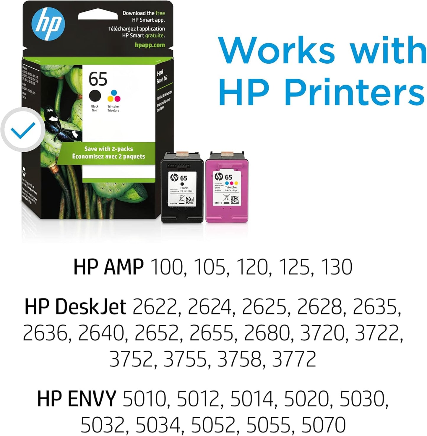 HP T0A36AN#140 65 Black/Tri-Color Ink Cartridge 2-Pack