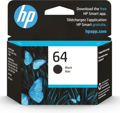 HP 64 Black Ink Cartridge N9J90AN Instant Ink Eligible