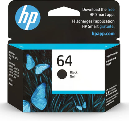 HP 64 Black Ink Cartridge N9J90AN Instant Ink Eligible