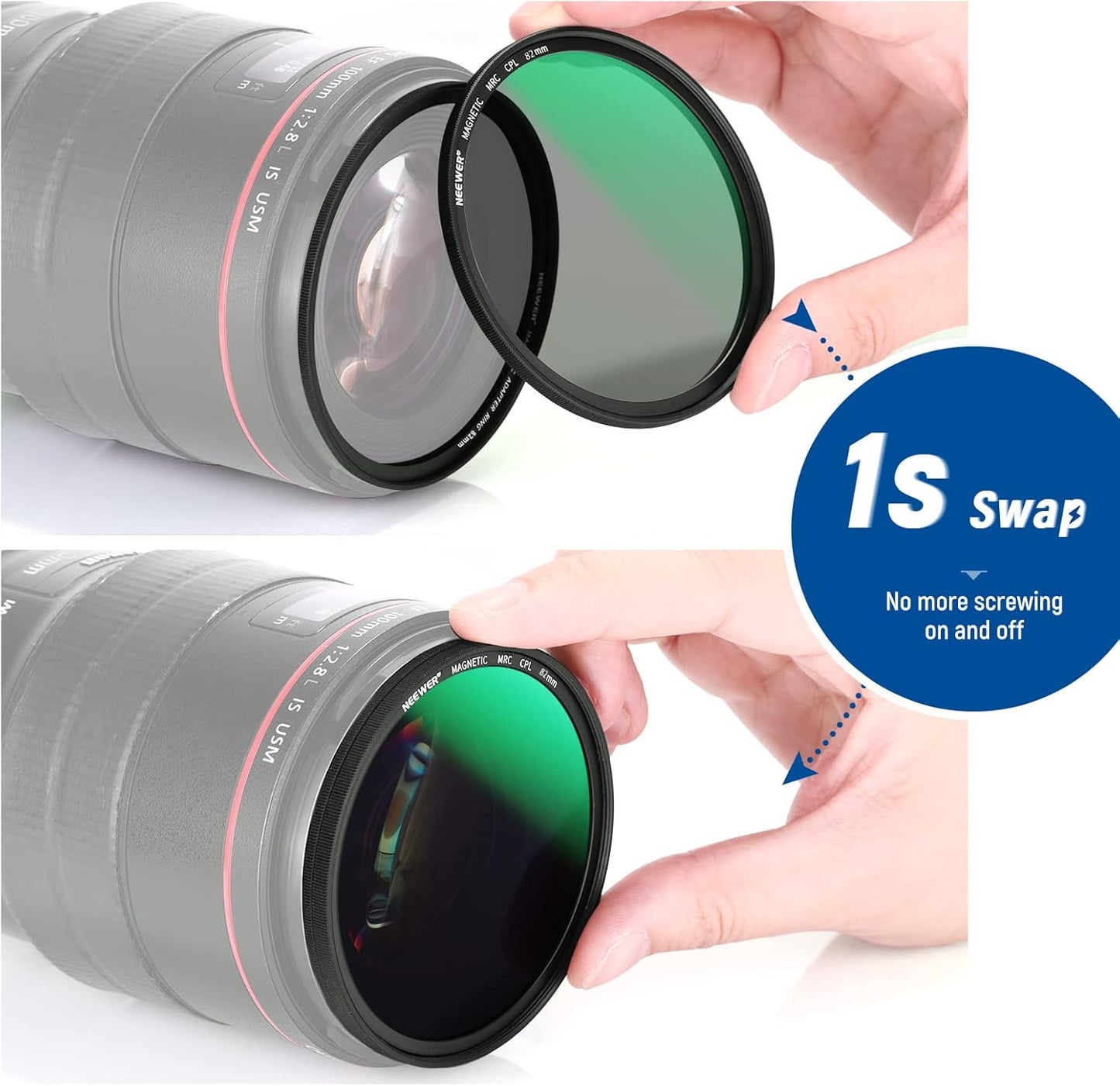 Neewer 10101258 82mm Magnetic Filter Kit: ND1000, MCUV, CPL