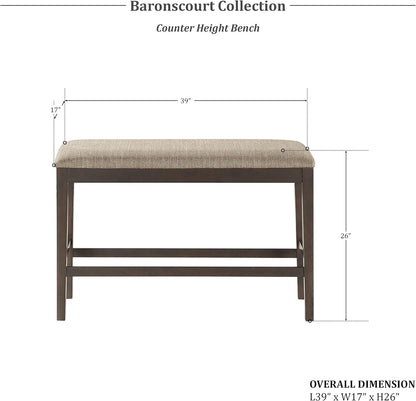 Lexicon 194840177548 Baronscourt Counter Height Bench Brown