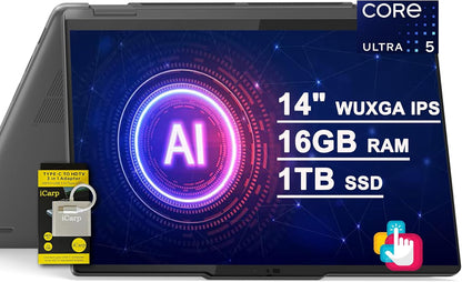 Lenovo Yoga 7i AI PC Laptop 14" Touchscreen Intel Ultra 5